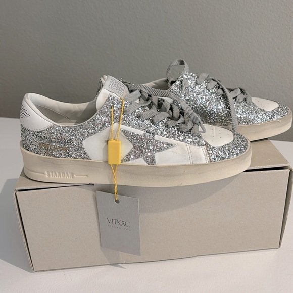 New with tags Golden Goose Women's Stardan white leather and glitter size 40 IT - Picture 5 of 14
